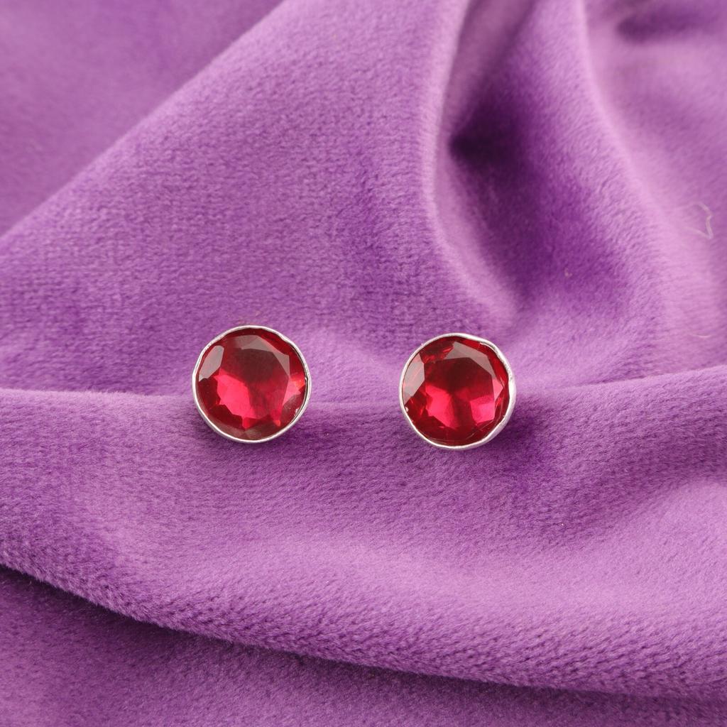 Natural Pink Rubellite Sterling Silver Unique Boho Stud Post Earrings Jewelry EE-150-4
