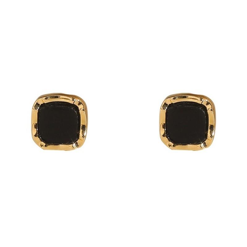Classic Black Round Small Stud Earrings for Women Golden Color Simple Geometry Girls Trendy Earrings Punk Jewelry Gifts