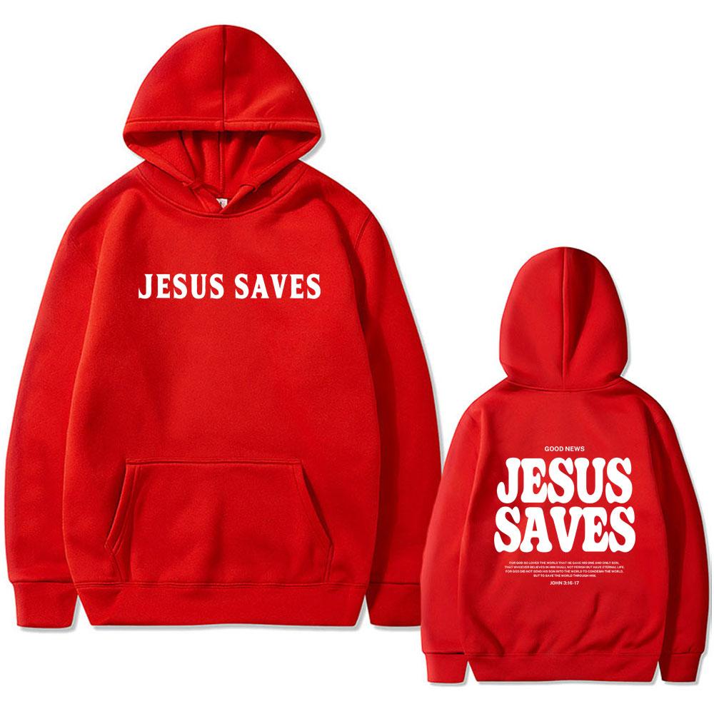 Christian Good News Jesus Saves for God So Loved Bible Verse Print Hoodie Men's Fashion Streetwear Male Casual Fleece Pullover