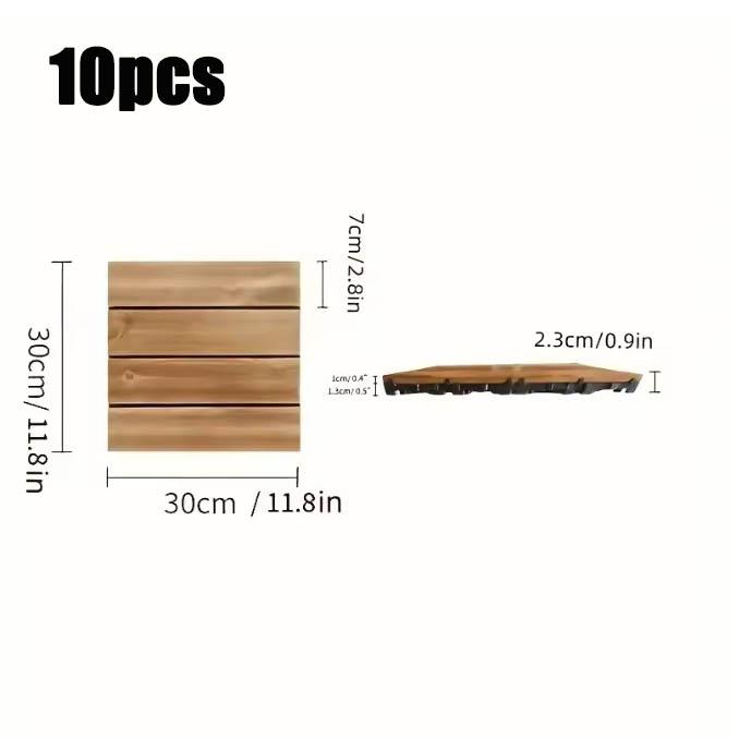 1-10pcs Anti Corrosion Wood Flooring Outdoor Carbonized Wood Flooring Balcony Courtyard Flooring Splicing Waterproof Solid