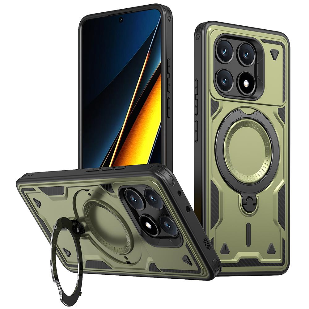 For Xiaomi Poco X6 Pro 5G/Redmi K70E 5G Case Compatible with MagSafe Military Protection PC+TPU Kickstand Phone Cover