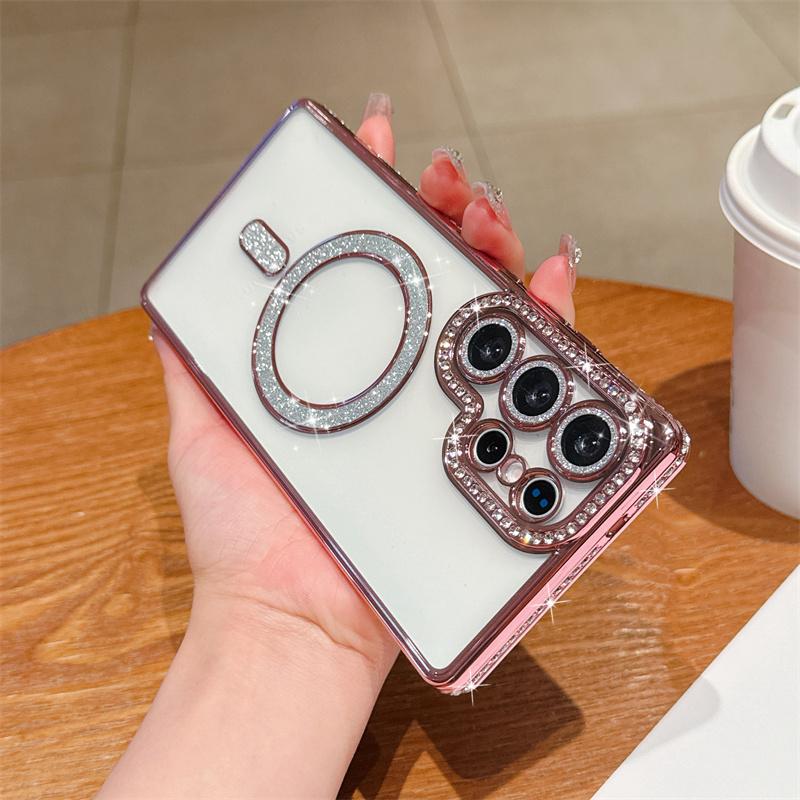 For Samsung A56 A36 A26 A16 A55 A35 A25 A15 A05 Crystal Diamond Clear Case Bling Sparkly Magsafe Magnetic Wireless Charging Case