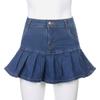 Summer Women y2k Denim Pleated Skirts Mini Solid Casual Woman Fashion Korean Style High Waist Skirt with Lined Hot Club Party