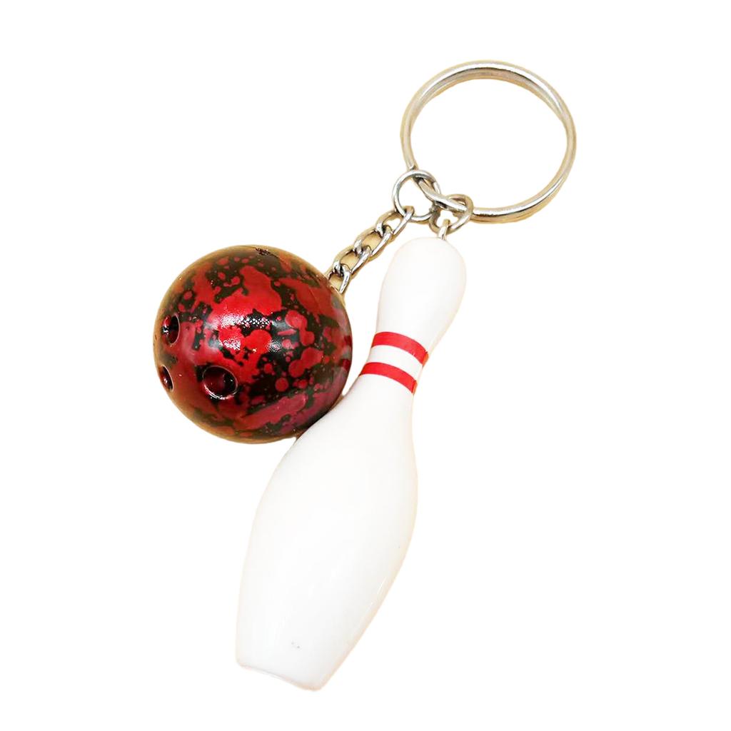 Creative Bowling Ball & Pin Pendant Keychain Stylish Blue Bowling Ball Keychain for Bag Decoration & Car Keyring Charm