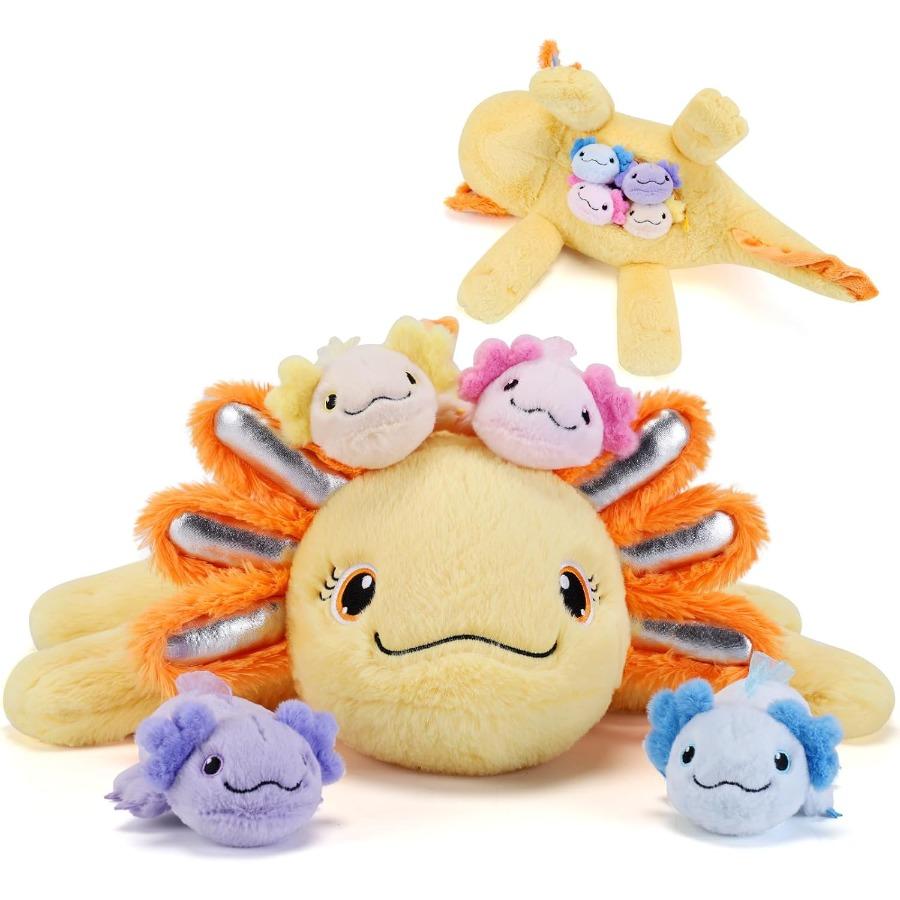 

5Pcs Axolotl Stuffed Animals with Babies Inside Belly Yellow Plush Toys for Kids Age 3-8 Christmas Gift United States