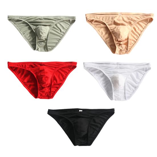 Men Briefs Low-rose U-Convex Tight Cut High Elasticity Panties Solid Color Breathable Comfortable Underwear