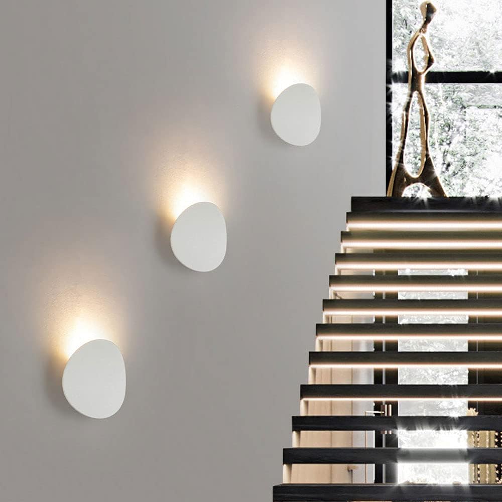 Modern Wall Mount Lamp , Flat Round Simple Outdoor Wall Sconce Small Embedded Black White Wall Light Matte Die-cast Aluminum Waterproof Wall Lamp