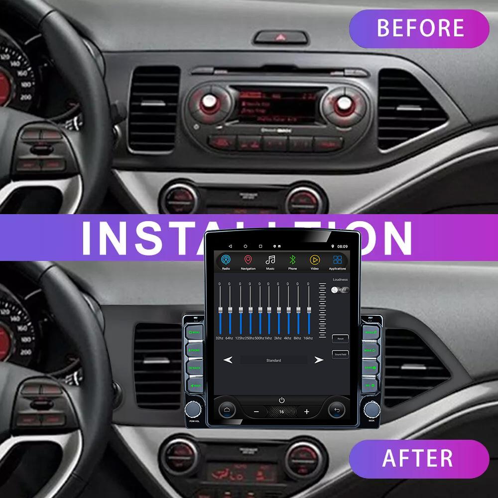 9.7" Vertical Style Tesla Screen Android for KIA PICANTO Morning 2011-2014 Multimedia Car Radio Navigation GPS video player