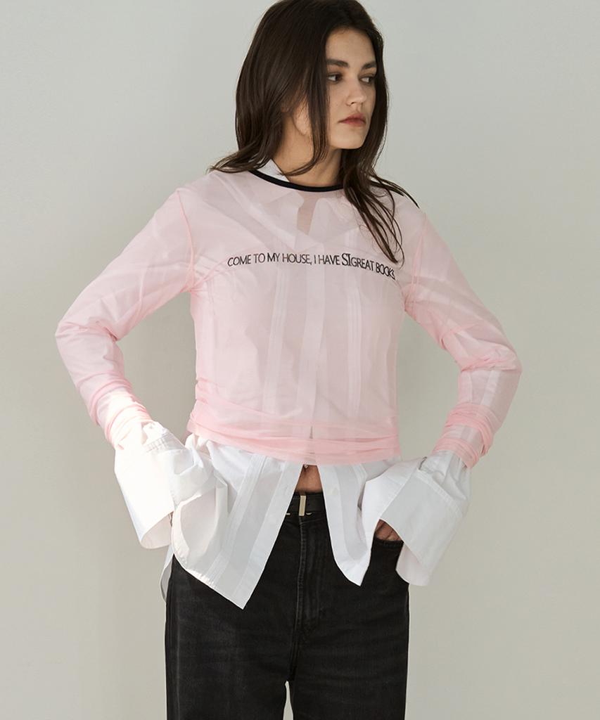 SIGREAT Print Mesh T-Shirt_Pink