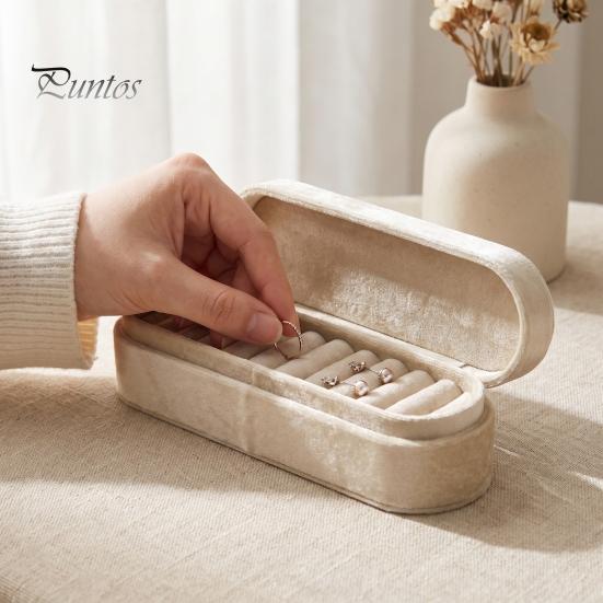 Soft Velvet Jewelry Holder for Earrings Storage Box, Multiple Slots Portable Organizer, Prevent Compact Box Daily Use Scratching Lining Case