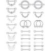 Kridzisw 14G Nipple Tongue Ring 6 Pair Surgical Steel Nipple Pliers Protective Ring Barbell Ring Piercing Body Jewelry CZ Round Lady Girl, Metal