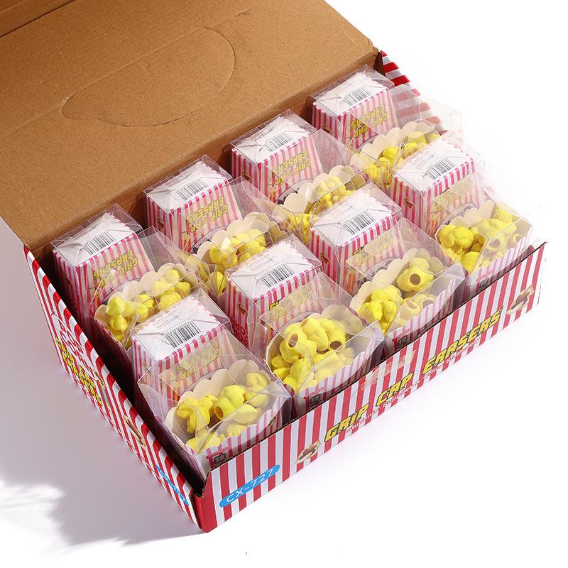 Cartoon Popcorn Box Erasers: Fun School Supplies for Students and Kids