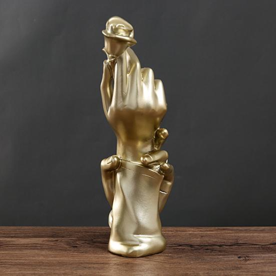 Złota Ręka Dekoracyjna Rzeźba Róży w Dłoni Romantyczna Ozdoba na Biurko Walentynkowy Prezent dla Dziewczyny Kobiet Żony Dekoracja Półki Domowej Stołu