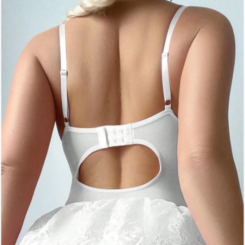 Womens Lace Mesh Bodysuit With Bow Detail Sexy Lingerie Set Role Play