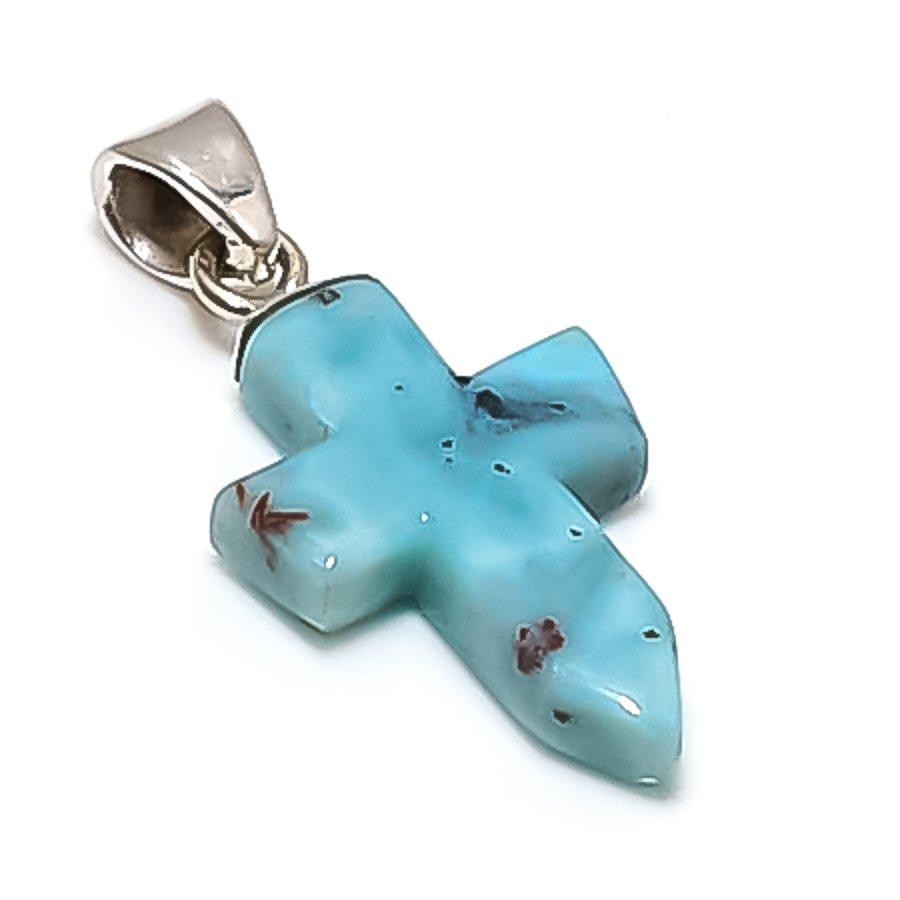 

Натуральный Ларимар Драгоценный камень Ручная работа 925 Стерлинговое серебро Ювелирная подвеска 1,26 h7D34