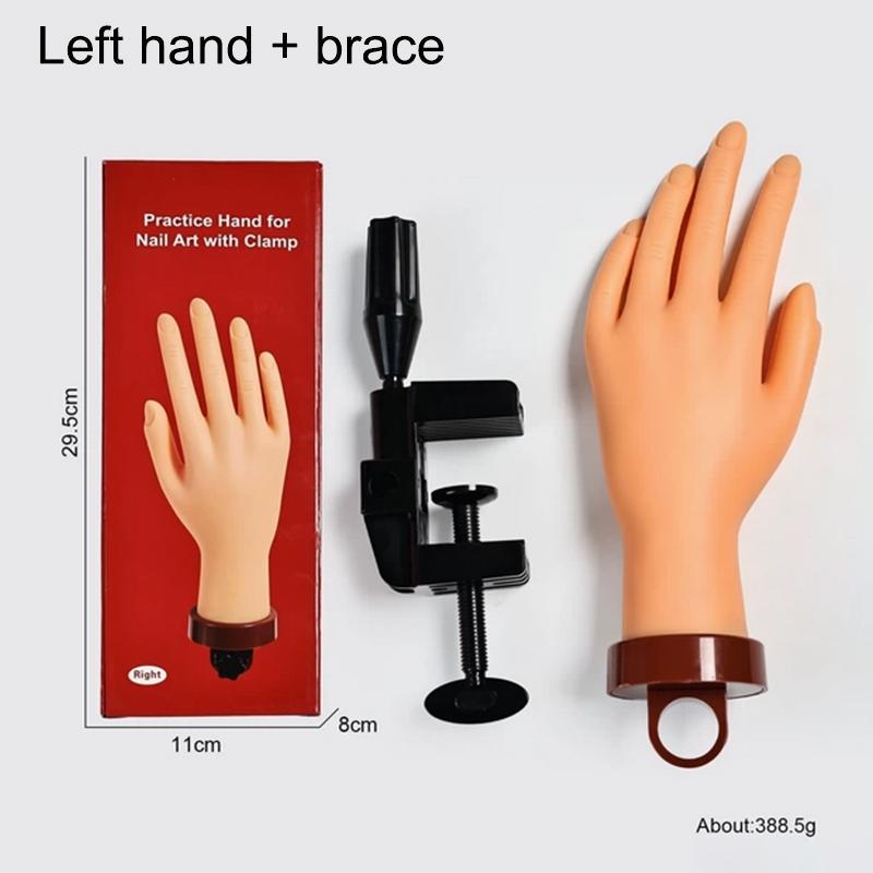 Mannequin Practice Hand with Firm Desktop Bracket Flexible Reusable Nail Art Training Hand for Acrylic Gel Painting Salon Display