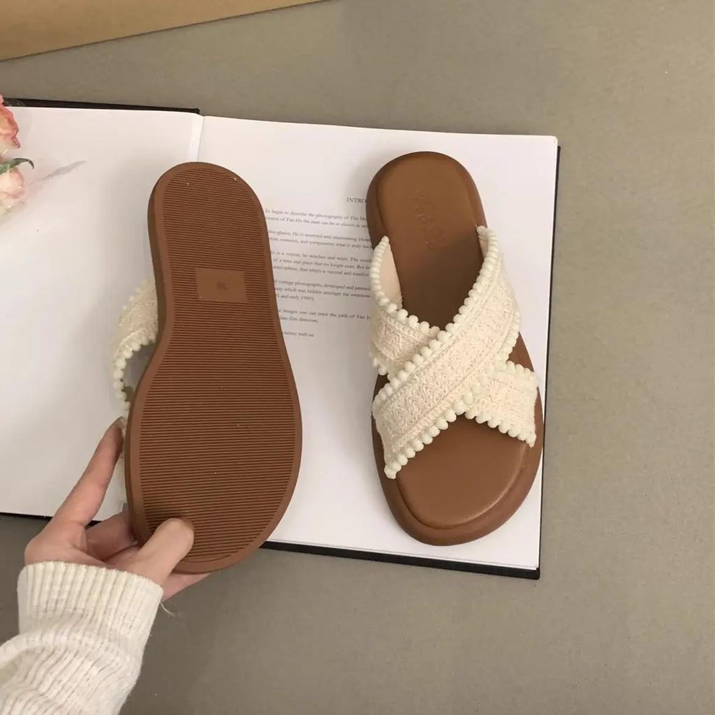 Fashion Women's Slippers and Ladies Sandals Soft Shoes Thick Slides Sabot Korea Style Top Designs New Chic Elegant Non Slip Small Size