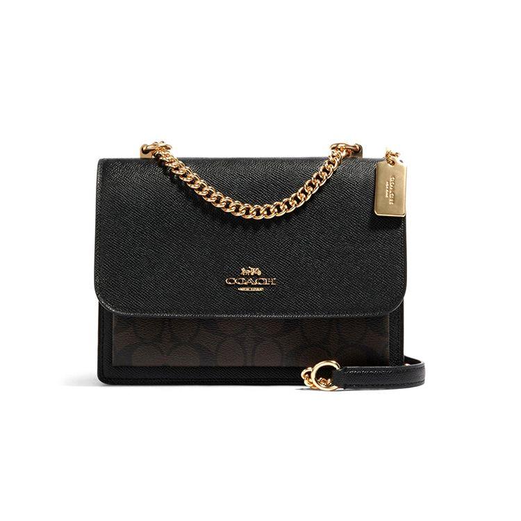 

Coach Klare 21 Flap Shoulder Bag With Chain Leather Accordion Bag Women Shoulder Bag Black 91019-IMAA8 Gift Box Set (Basic Set+Yellow Box)