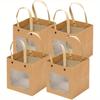 20pcs Gift Bags with Window and Handle Party Favor Bags Kraft Paper Square Bag Treat Bags Gift Wrap Bag Packaging Bags for Birthdays Weddings Parties