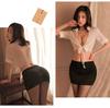 Man Yan Sexy OL Secretary Teacher Uniform Set: Lace-up Shirt & Bodycon Pencil Skirt Two-piece