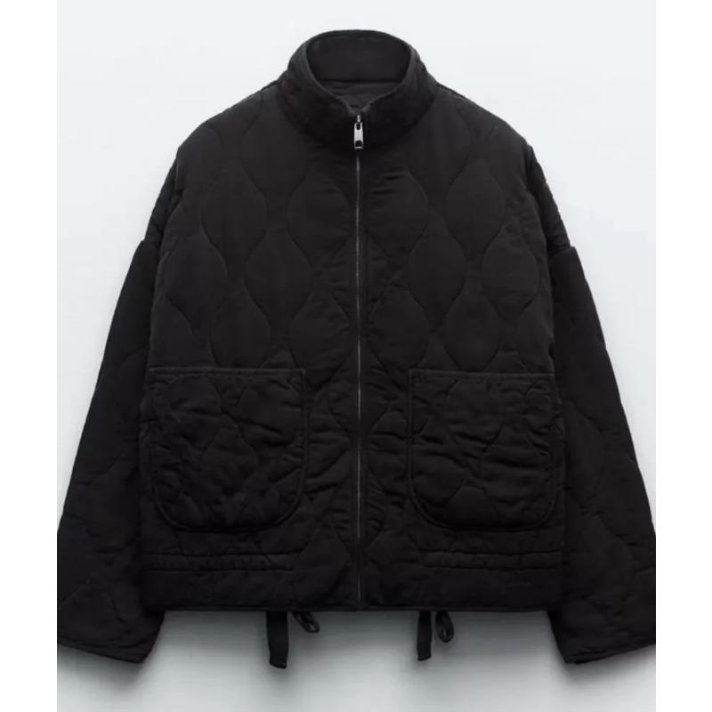 Women's Cotton Jacket New Arrival Vintage Lenzing Rayon High Collar Large Pocket Decorative Quilted Coat for Women