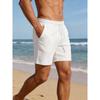 Pantaloncini casual da uomo a tinta unita in maglia waffle con coulisse in vita