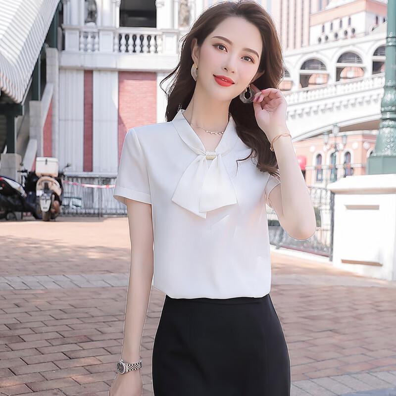 Blouse Chiffon Manches Courtes Élégante pour Femme Troloman