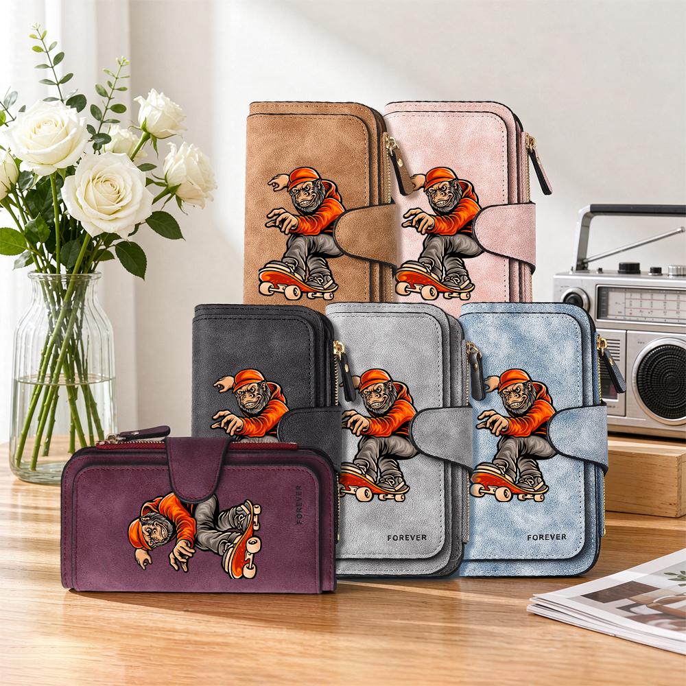 Skate Gorilla Pattern Fashion Long Wallet Casual Multi Card Slots Portable Daily Use Clutch Purse