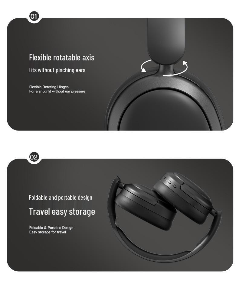 High-Quality Wireless Bluetooth Over-Ear Noise-Canceling Headphones with Long Battery Life
