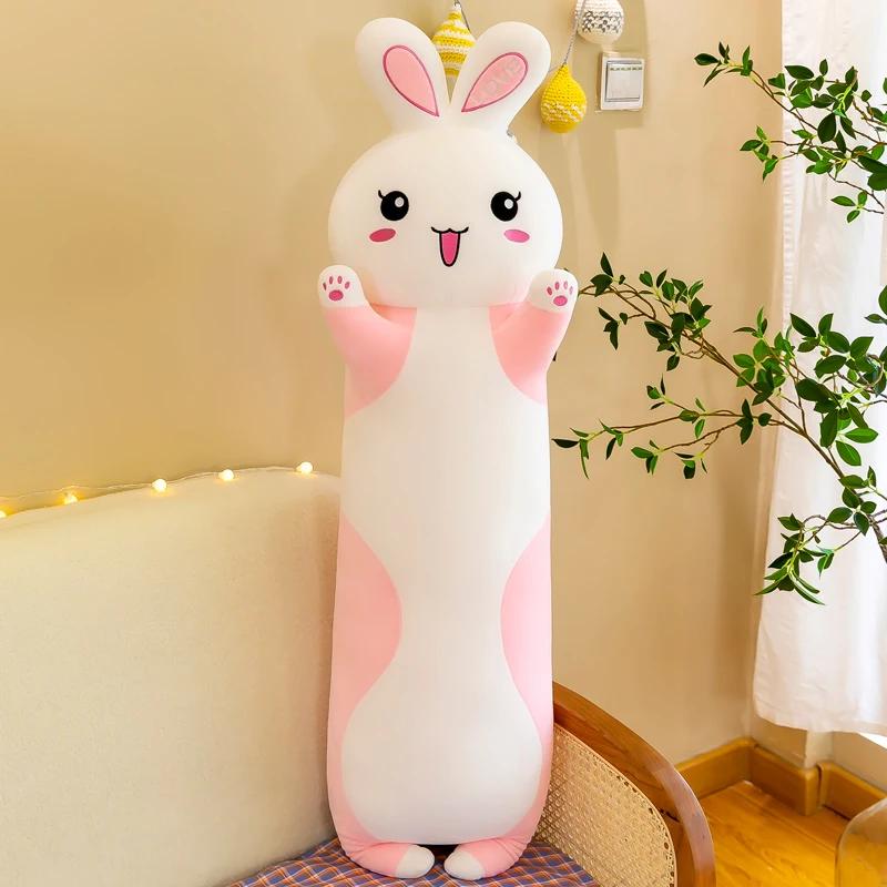 130cm Cute Rabbit Throw Pillow Big Super Soft Pink Rabbit Doll Bed Sleeping Rag Doll Children's Doll Birthday Gift