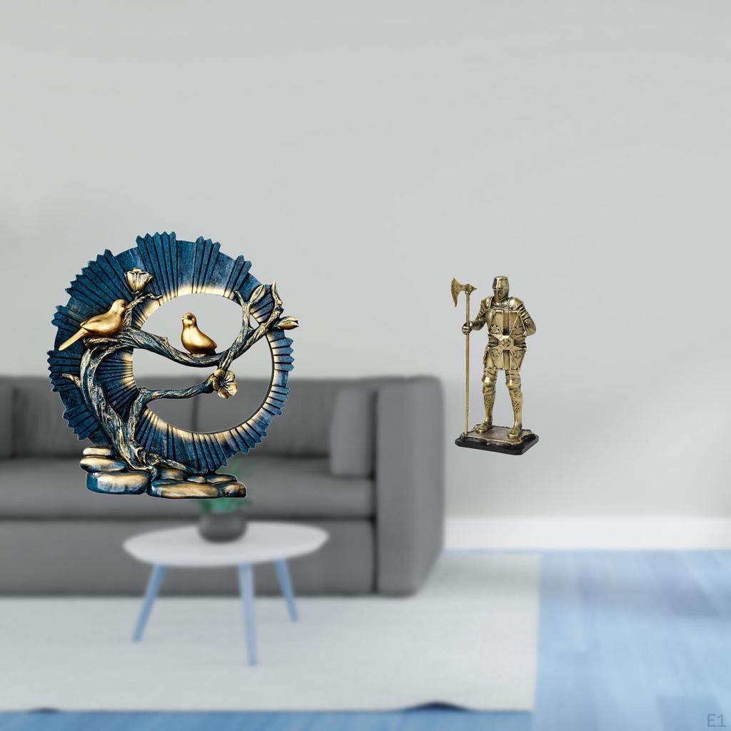 Resin Knight Ornament Figurine Decorative Statue for Room Bookshelf Desk Entryway Fireplace Bedroom