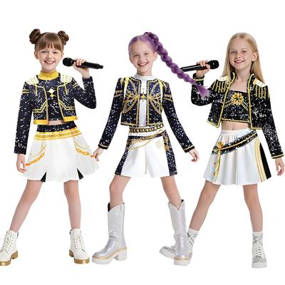 Kpop Kids Girls Hunters Rumi Mira Zoey Cosplay Costume Anime Hunters Carnival Costume Wig Suit Halloween Costume for Child