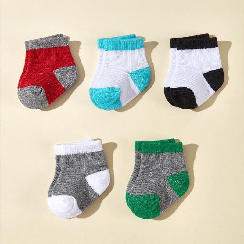 5 Paar Neue Farbige Jungen- und Mädchen-Babysocken