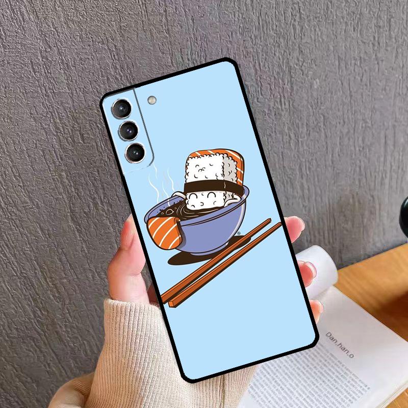 Kawaii Sushi Crowd Phone Case For Samsung Galaxy S24 Ultra S20 S21 S22 S23 S25 Plus S9 S10 S24 S25 FE Cover