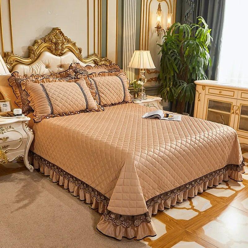 

Европейский кружевной хрустальный бархатный комплект покрывал, мягкий теплый King Qulited, роскошная двуспальная простыня Queen с наволочками, 3 шт. 250x250cm 98x98inch