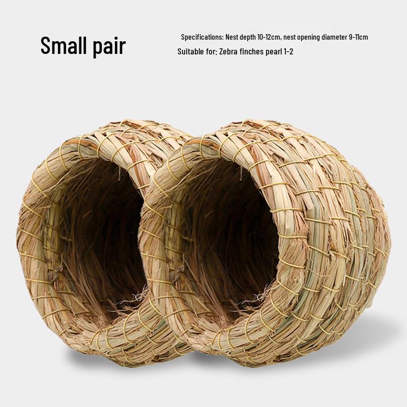 Hand-Woven Straw Nest for Small Birds: Parrot, Budgie, Conure, Finch