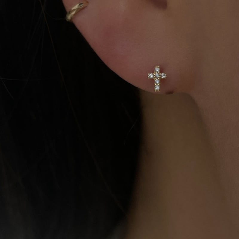 

MARQUEMENT 10k 14k Mini Cross Piercing 10k rose gold