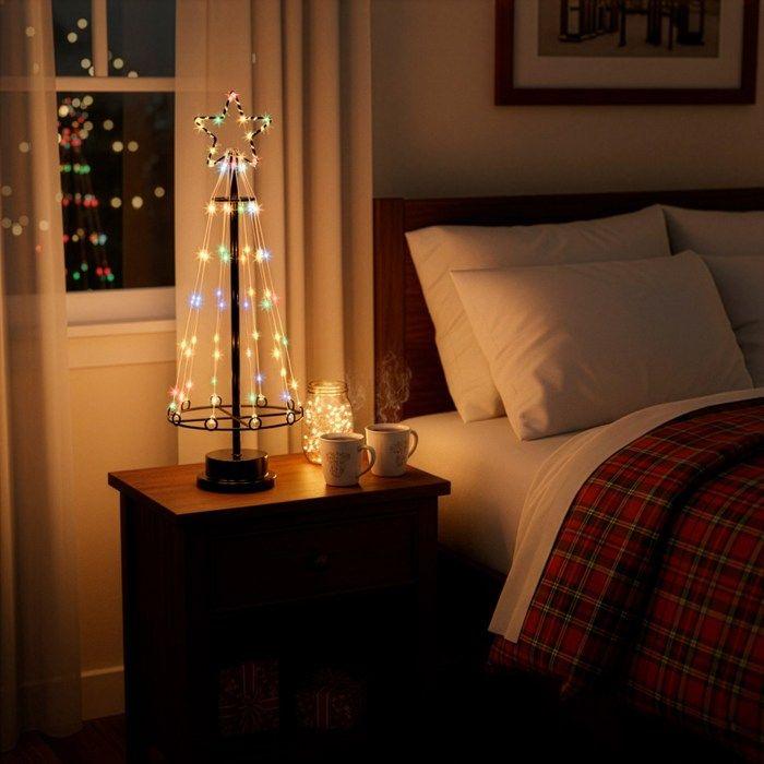 Sapin de Noël lumineux - SPRINGOS - 45 cm - 80 LED multicolores - Métal - Décoration intérieure