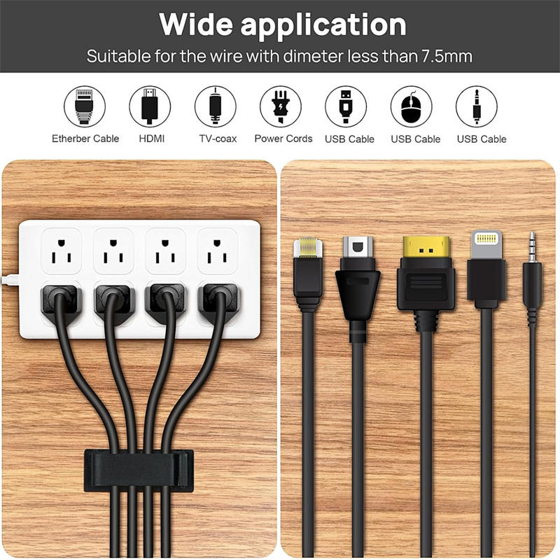 Cable Organizer Self Adhesive Cable Clips USB Cable Management Clamp Home Desk Wall Cord Holder Charging Wire Manager