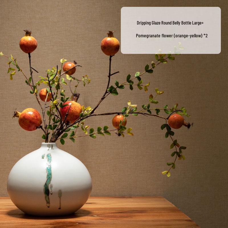 Zen Dried Flowers Vase Ornament for Dining Table, Entrance Hall, Living Room, or TV Cabinet