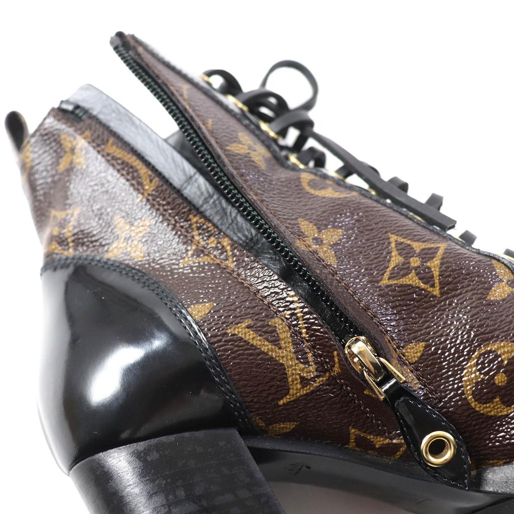 Great LOUIS VUITTON Ankle boots Leather monogram lace-up leather Women 36 G34085 Used