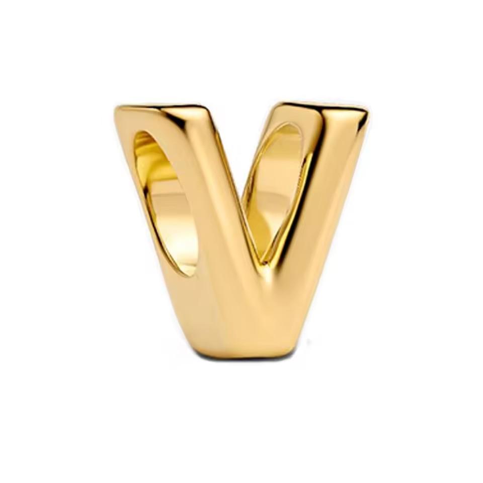 Classic And Minimalist Copper And Gold 26 Letters A-Z Charm Beads Fit For Bracelets Necklaces Diy Boutique Party Jewelry