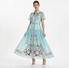 Summer Women Short Sleeve Print Single Breasted Long Maxi Dress for Women Resort-Style Floral Print Turn Down Collar Loose Shirt Dress
