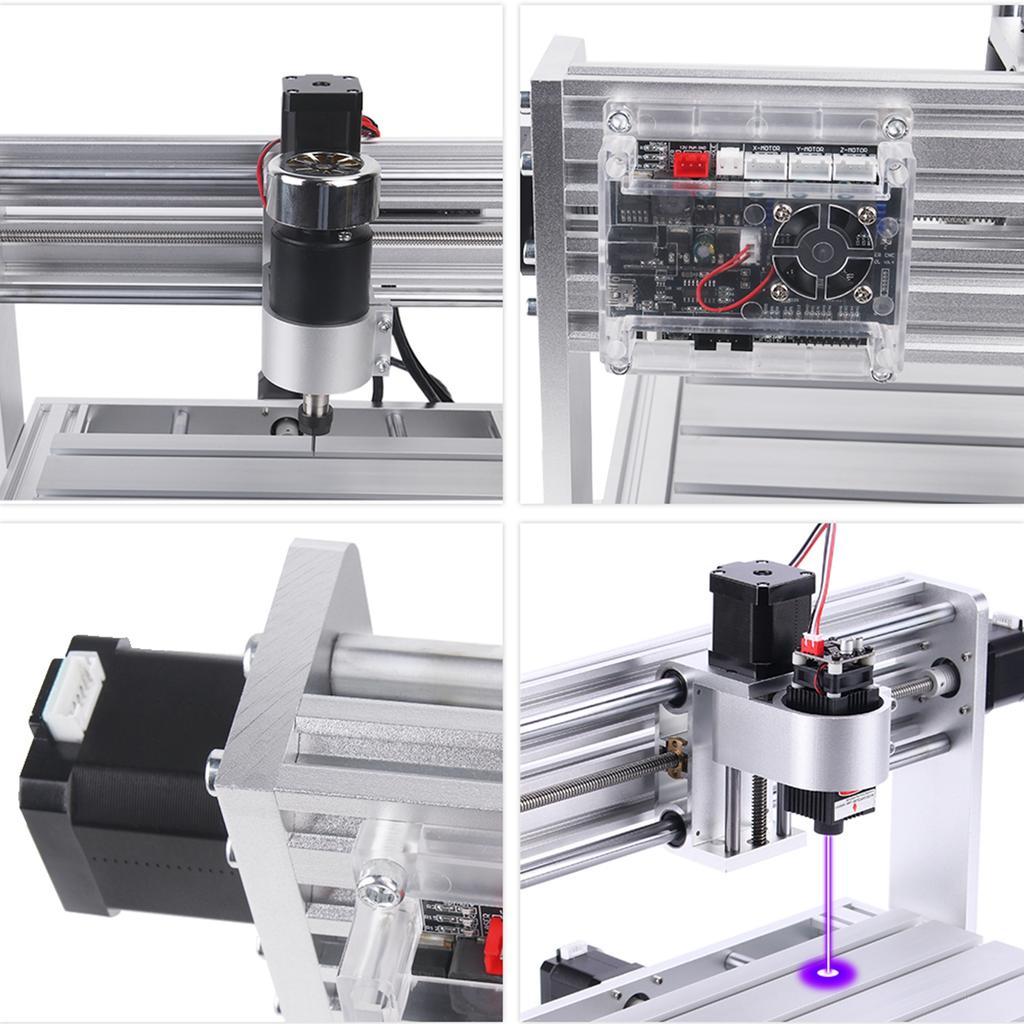 CNC Engraving Machine Small 3 Axes Cutting Machine Aluminum Alloy CNC Router Set 100‑240V EU Plug