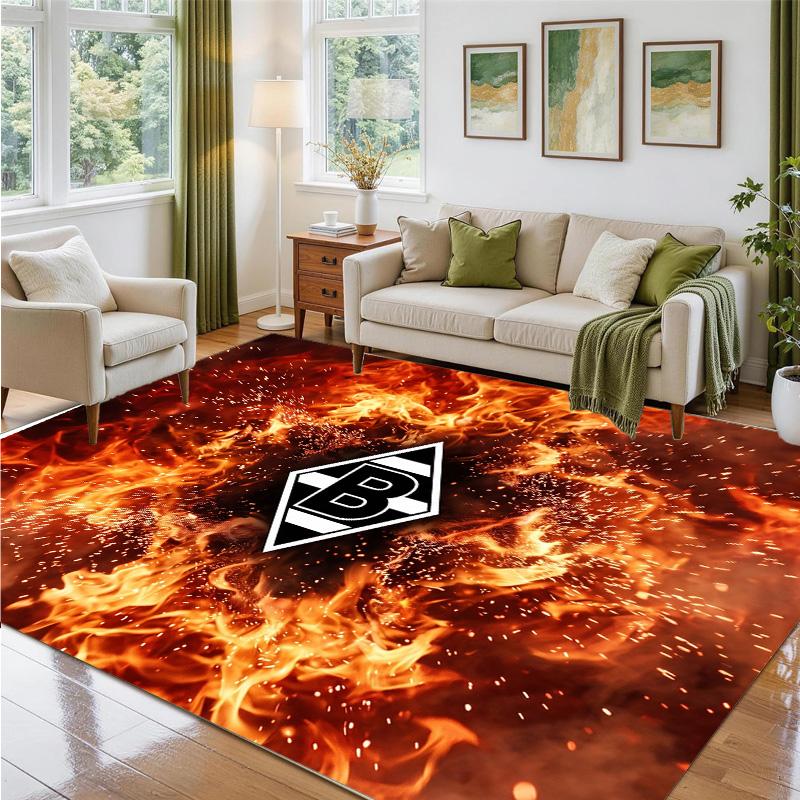 Borussia Mönchengladbach Design Crystal Velvet Rug Soft Decorative Mat for Bedroom Entrance