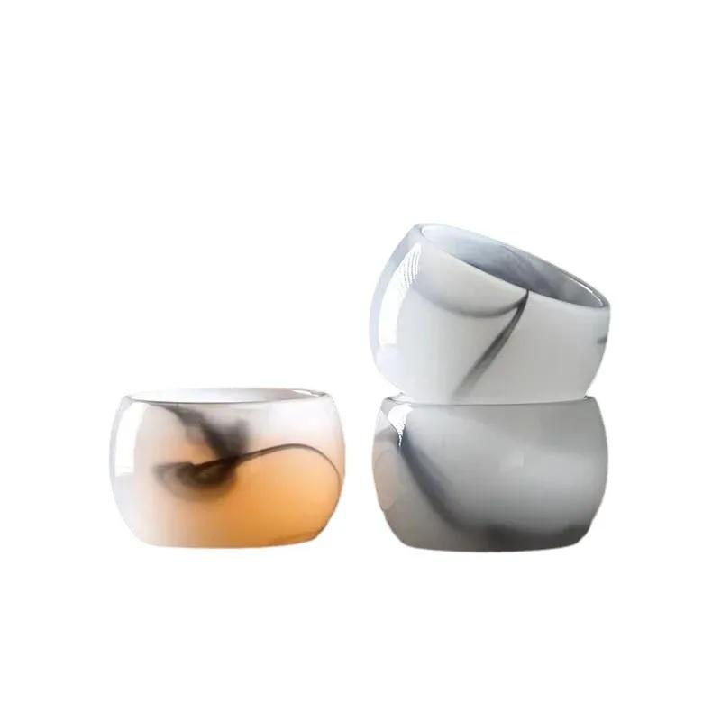 Small Jade Porcelain Tea Cup Emerald Green Teacup Beautiful Ink Style Teacups Mug for Tea Chinese High Quality Tea Bowl