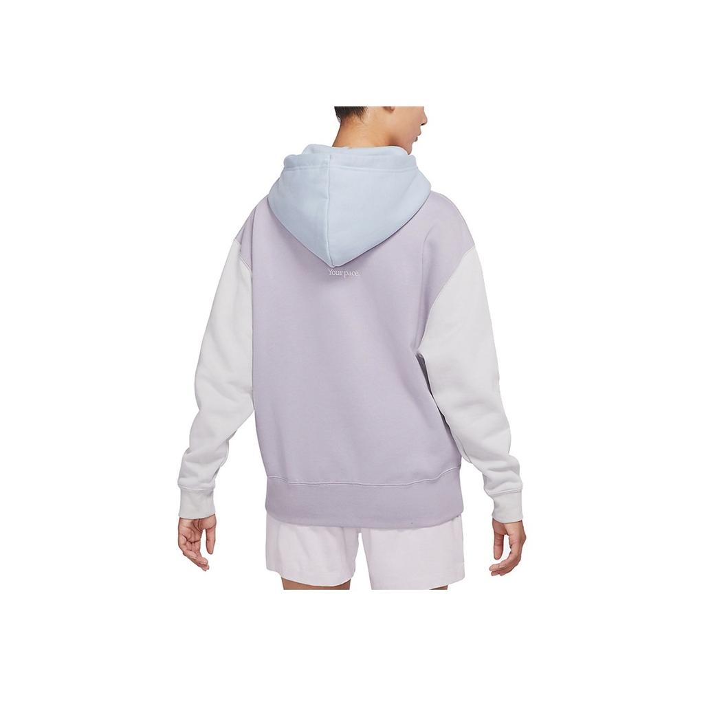 Nike Sportswear Embroidered Logo Colorblock Fleece-Lined Hoodie Pullover Women Tops Light-Purple DO6961-521