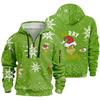 Men's Christmas Print Hooded Half-Zip Casual Sports Sweatshirt