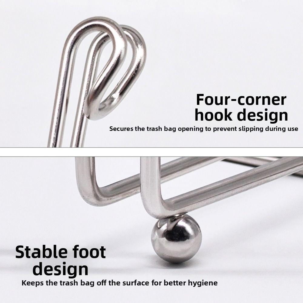 Foldable Steel Trash Bag Support Adjustable Bottom Foot Sink Garbage Organizer Space-saving Ventilation Bottles Drying Rack