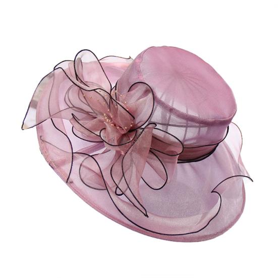 Floral Organza Wide Rim Church Fascinator Lady Tea Party Summer Beach Sun Hat